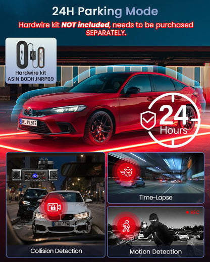 4K STARVIS 2 360° AI Dash Cam Front & Rear with Driver Monitor, GPS WiFi