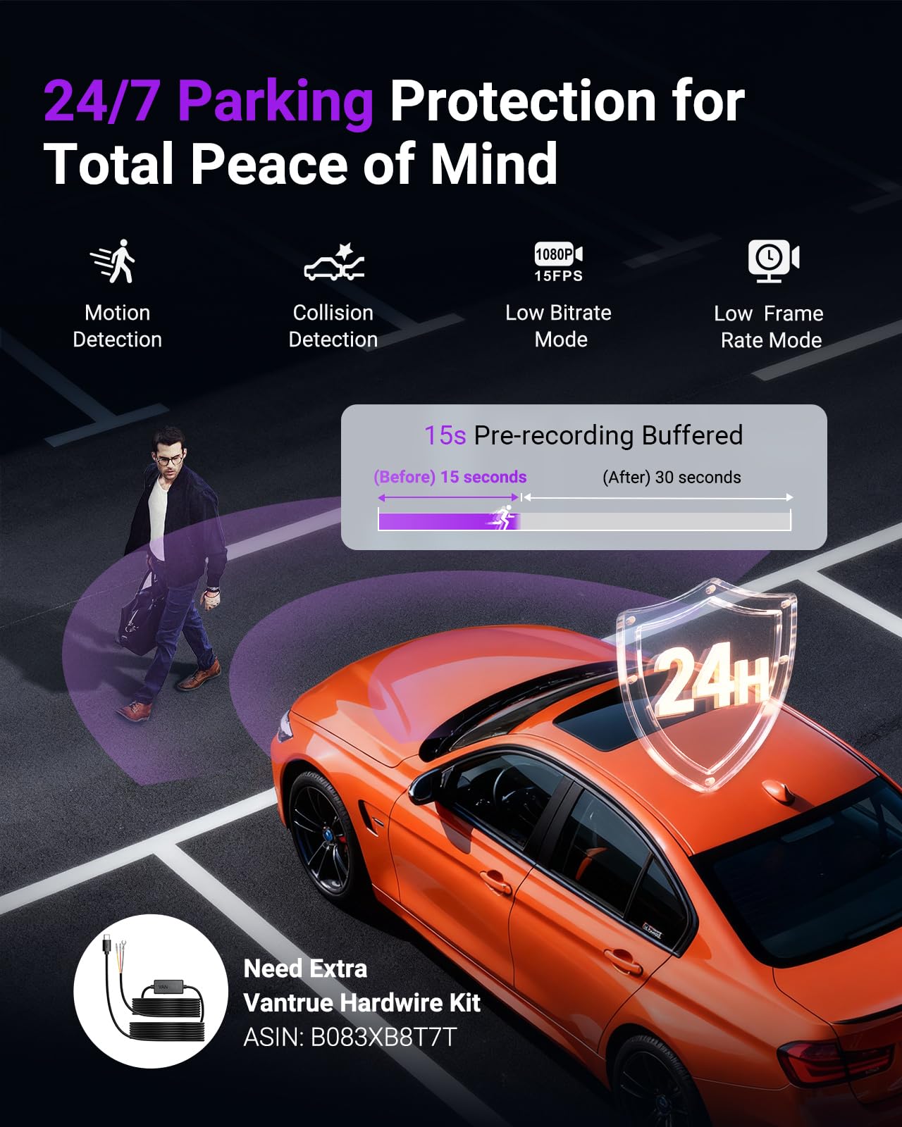 Vantrue S1 Pro Dash Cam STARVIS 2, Dash Camera for Cars, ADAS, App Control, Built-in WiFi GPS, G-Sensor, Loop Recording, Night Vision, 24H Parking Mode, 158°, 2" IPS