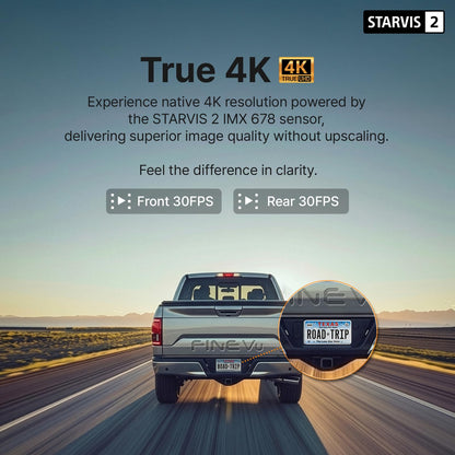 FineVu LX4K 4K Dash Cam Front and Rear, STARVIS 2, 128GB SD Card Included, Speed Camera Alerts, 3.5” IPS Touch Screen, ADAS Plus, Auto Super Night Vision, 4K 2160P/FHD Dual Dash Camera for Cars