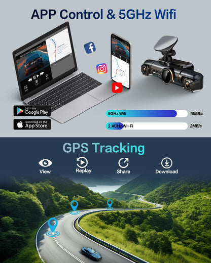 Neideso 360° View 4K 2160P Dash Cam Front and Rear, 4 Channel Dash Camera for Cars, AI Fatigue Driving Monitor, 5G WiFi GPS, 8 IR Lamps Night Vision, Free 64G Card Included, 24H Parking Mode, N700Pro