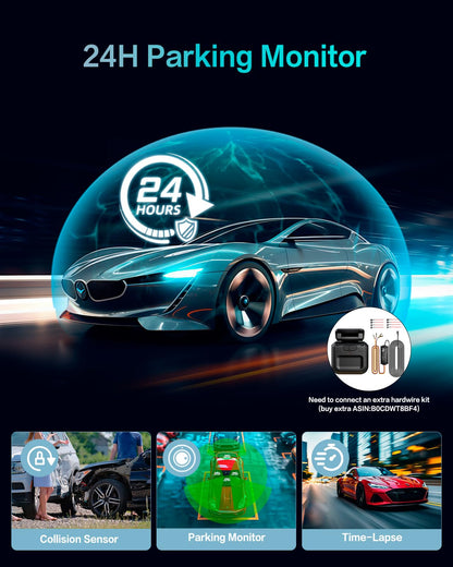Neideso 360° View 4K 2160P Dash Cam Front and Rear, 4 Channel Dash Camera for Cars, AI Fatigue Driving Monitor, 5G WiFi GPS, 8 IR Lamps Night Vision, Free 64G Card Included, 24H Parking Mode, N700Pro