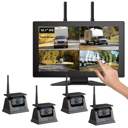 10.1" Magnetic Solar Wireless Backup Camera System for Truck RV No-Drill Installation HD Monitor
