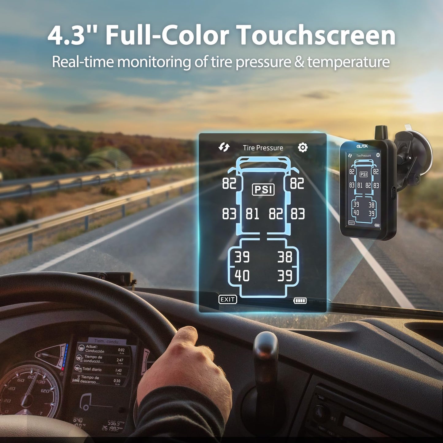 TPMS Tire Pressure Monitoring System with Color Touchscreen Display for Trailer and Vehicle Safety