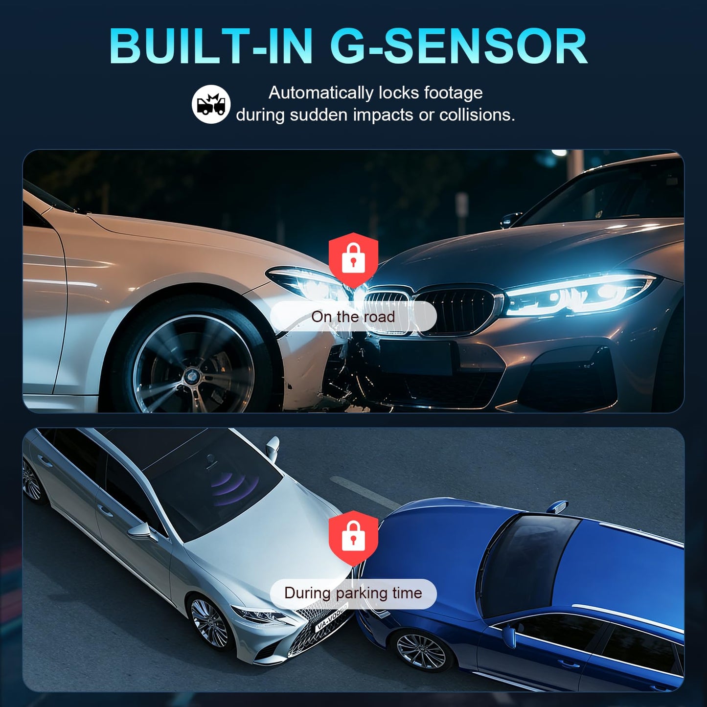 4K AI Dash Cam Front & Rear with STARVIS Sensor GPS WiFi Parking Mode Night Vision