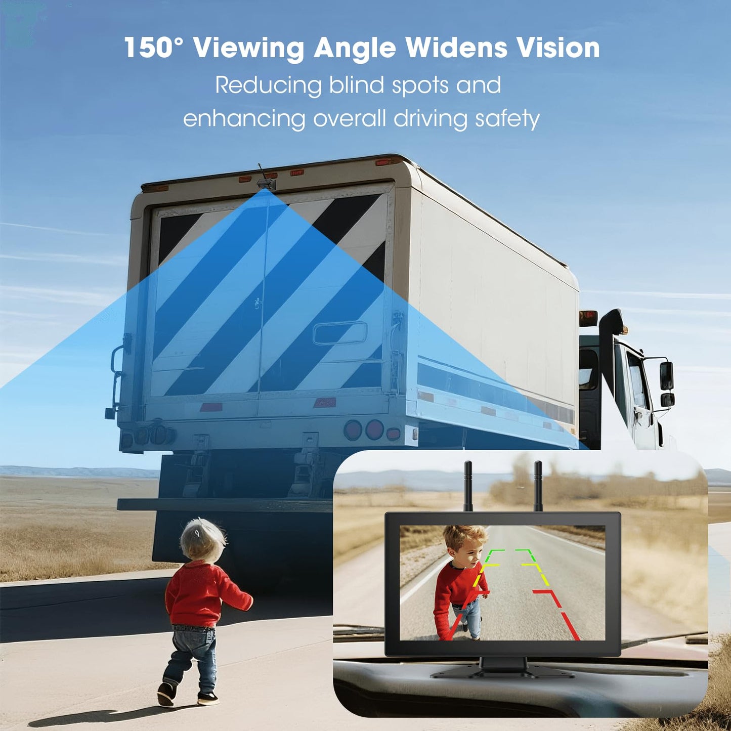 10.1" Magnetic Solar Wireless Backup Camera System for Truck RV No-Drill Installation HD Monitor