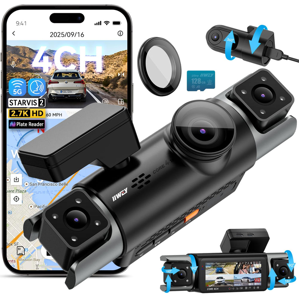 4K STARVIS 2 360° AI Dash Cam Front & Rear with Driver Monitor, GPS WiFi