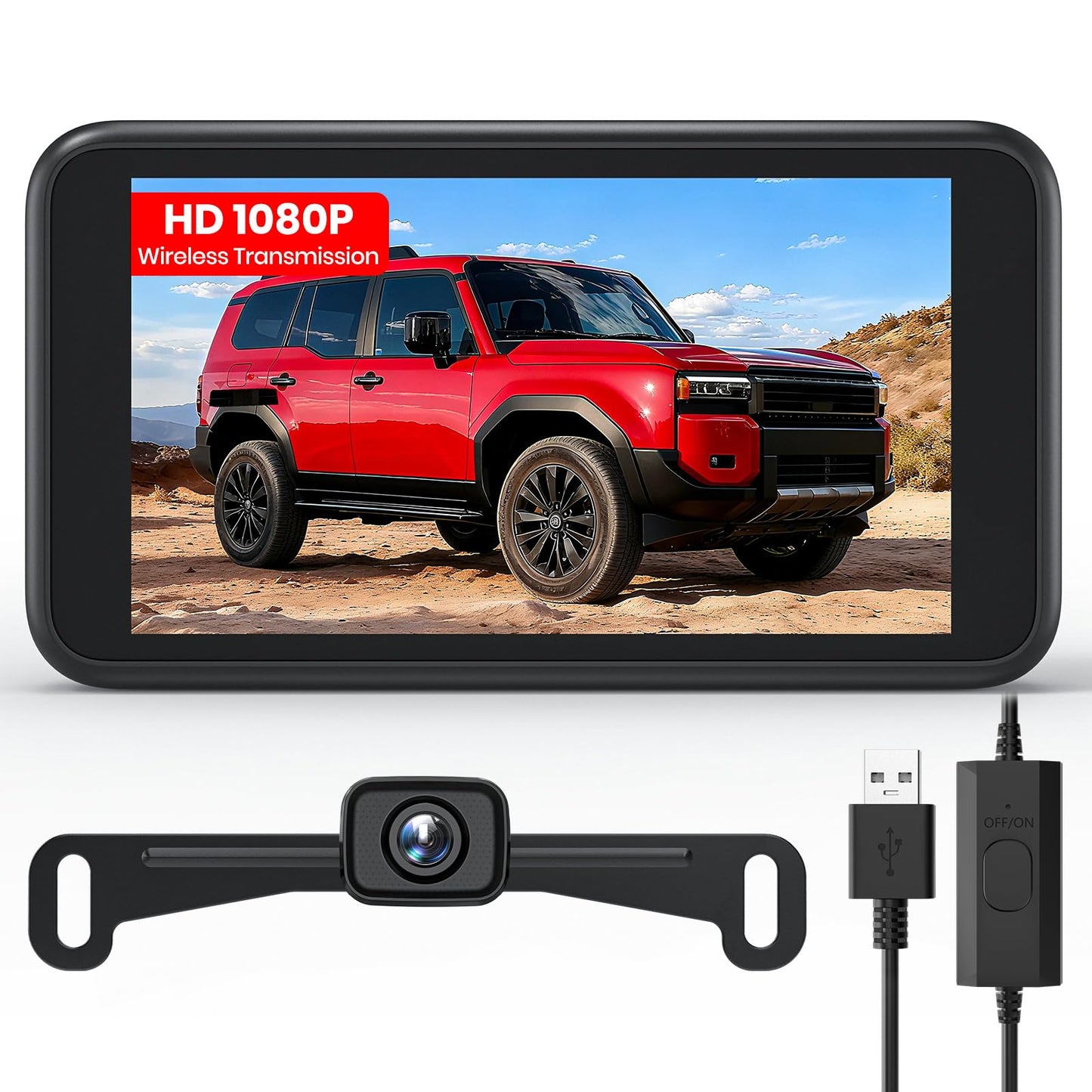 Wireless Backup Camera 1080P HD Dual Channel Monitor with Night Vision IP69K Waterproof