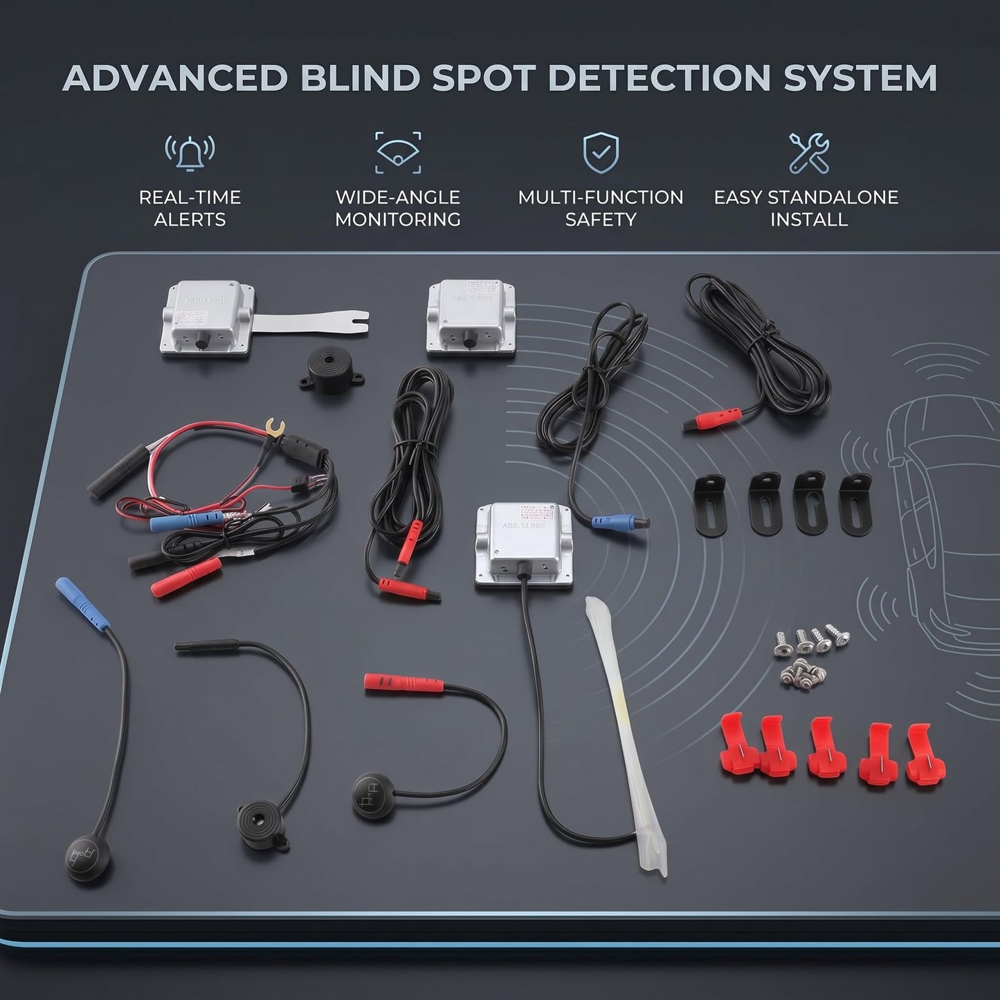 BSD Blind Spot Monitor System with Rear Cross Traffic Alert Sensor Kit 12V