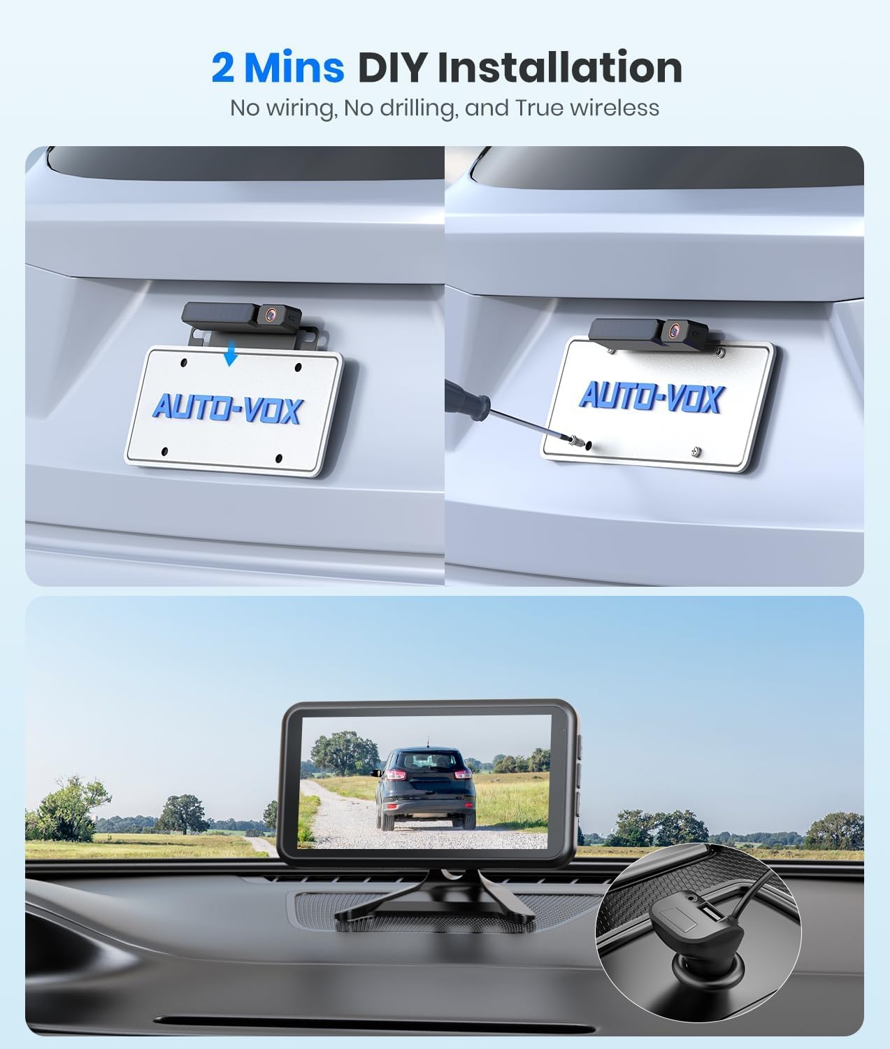 Solar Wireless Backup Camera with 5" 1080P Monitor