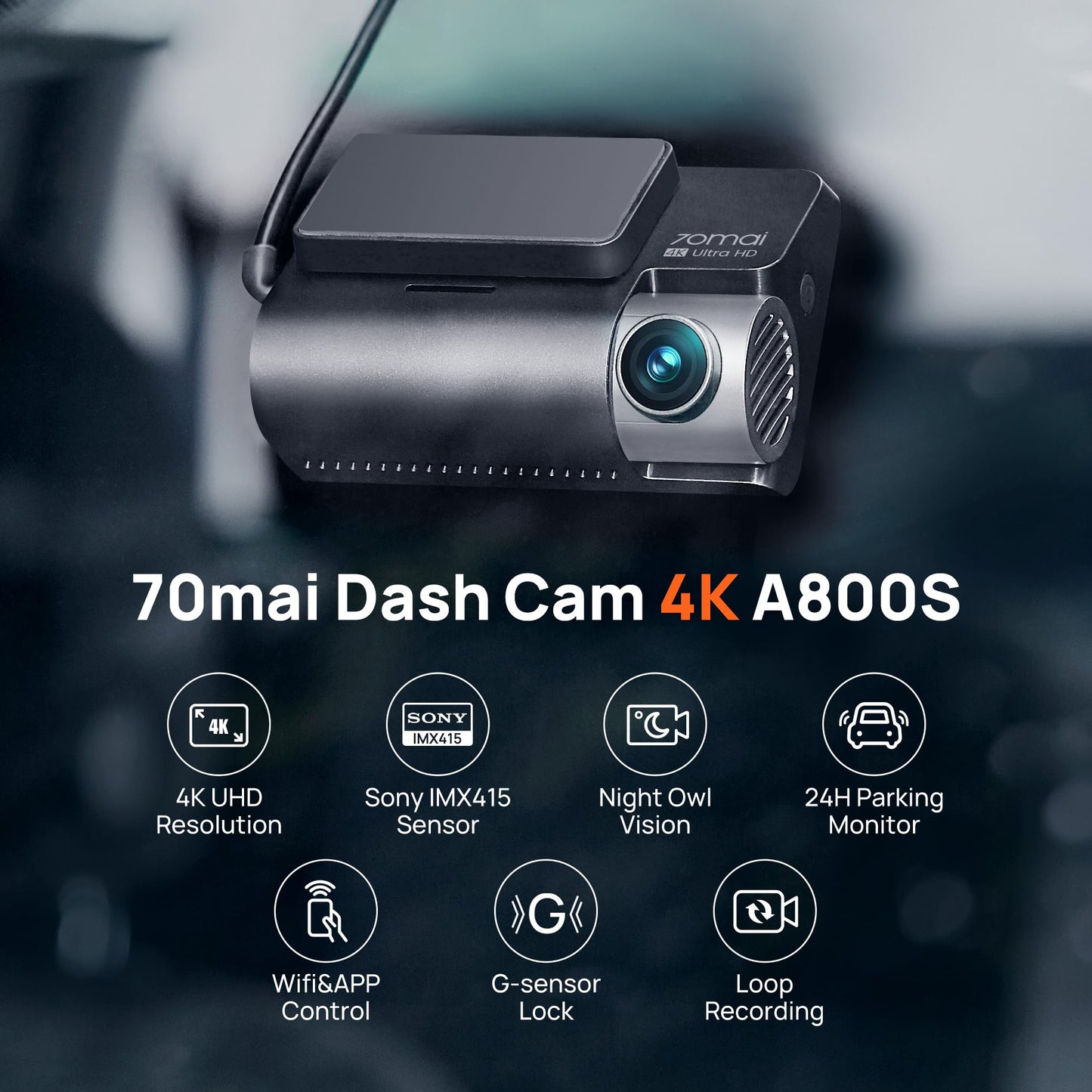 4K AI Dash Cam Front & Rear with Sony Sensor GPS ADAS Night Vision Parking Mode