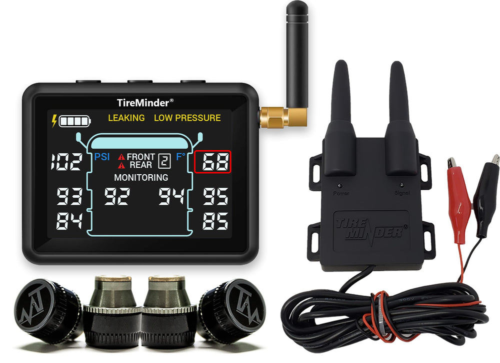 RV TPMS Tire Pressure Monitoring System with 4 Transmitters Real Time Pressure and Temperature Display
