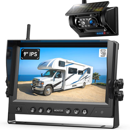 Solar Magnetic Wireless Backup Camera System with HD Display Night Vision Easy Install