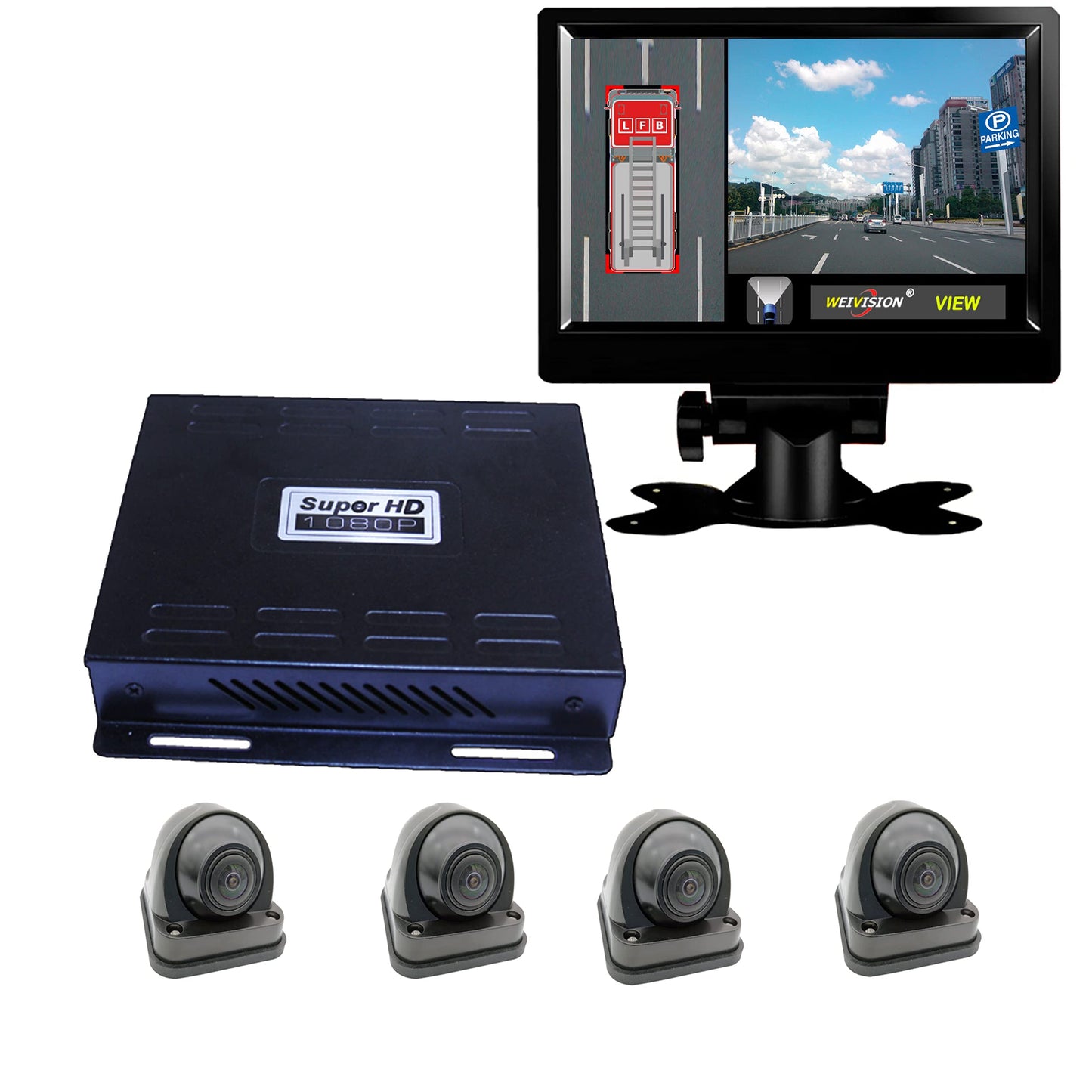 360° Bird View Surround Panoramic View Car Camera System Kit 1080P DVR