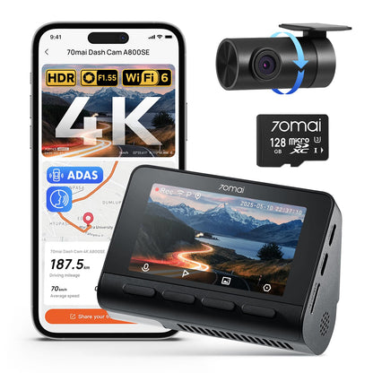 4K AI Dash Cam Front & Rear with Sony Sensor GPS ADAS Night Vision Parking Mode