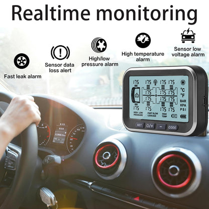 RV TPMS Trailer Tire Pressure Monitoring System with 4–14 Sensors Real-Time Pressure and Temperature Display Solar Monitor