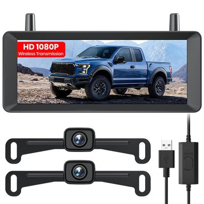 Wireless Backup Camera 1080P HD Dual Channel Monitor with Night Vision IP69K Waterproof