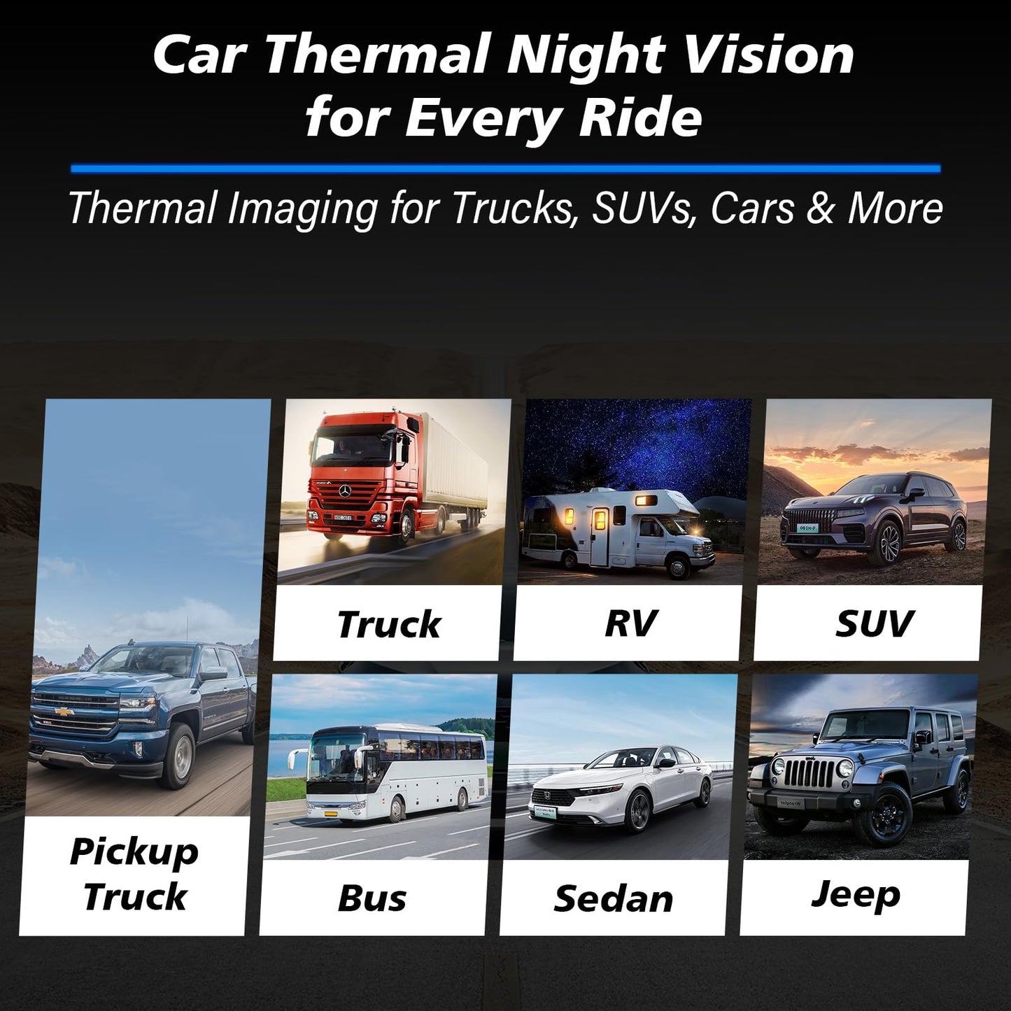 Thermal Night Vision Car Camera with AI Detection Blind Spot Assist