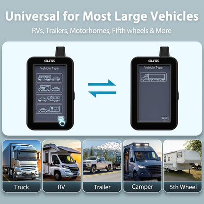 TPMS Tire Pressure Monitoring System with Color Touchscreen Display for Trailer and Vehicle Safety