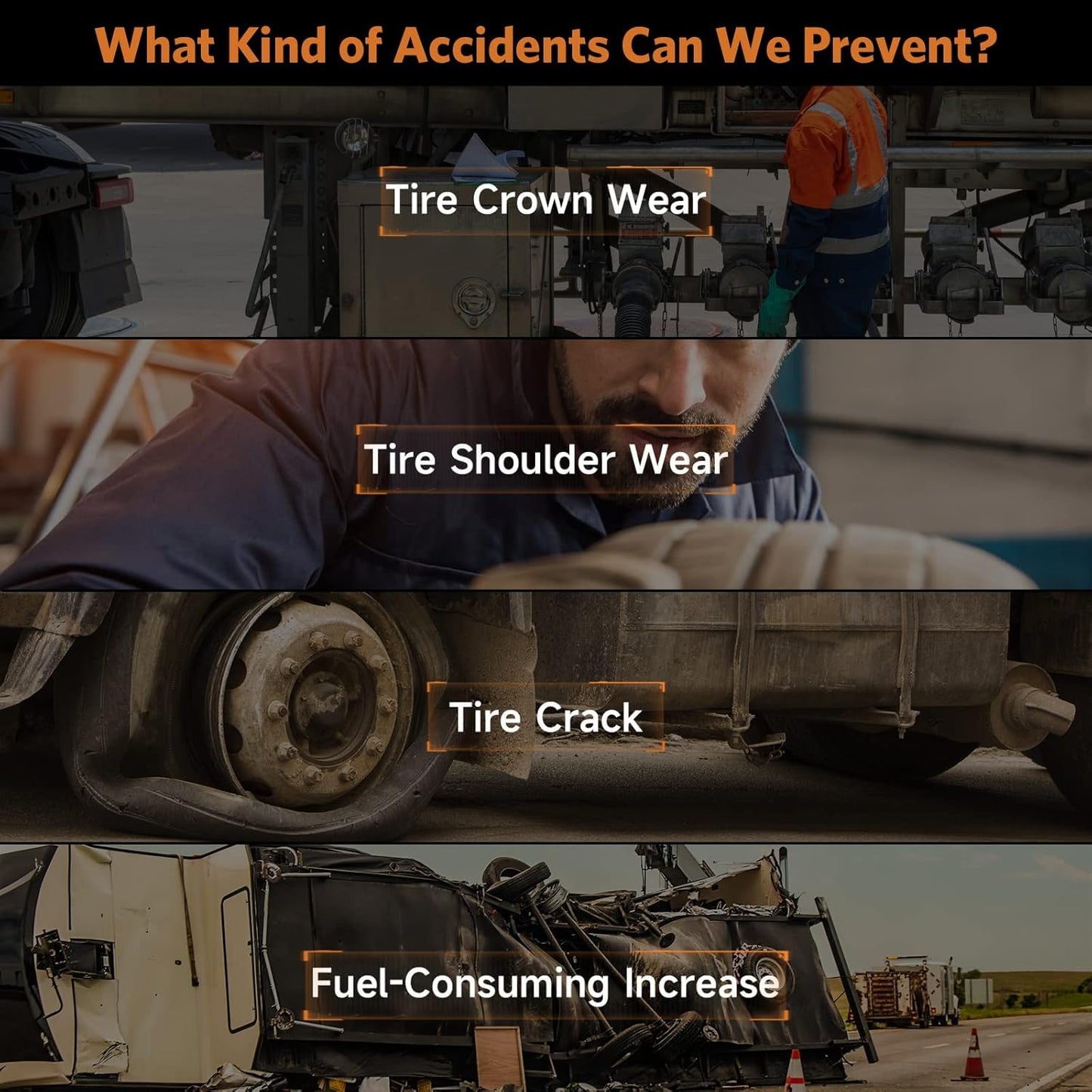 Trailer TPMS Tire Pressure Monitoring System for Real-Time Pressure and Temperature Monitoring