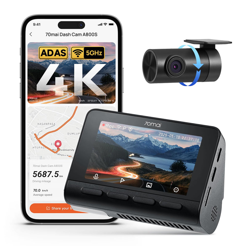 4K AI Dash Cam Front & Rear with Sony Sensor GPS ADAS Night Vision Parking Mode