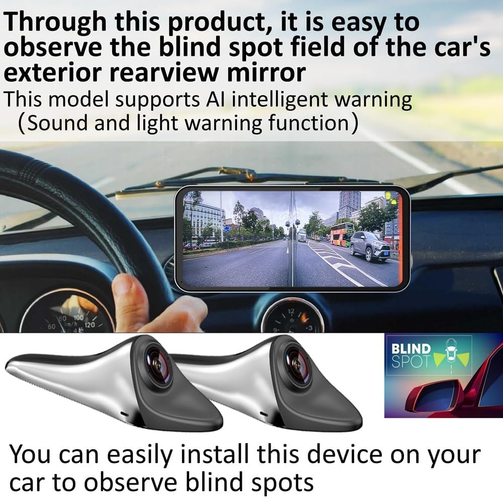 Car Blind Spot Monitoring Camera System with Display and BSD Warning Assistance Recorder