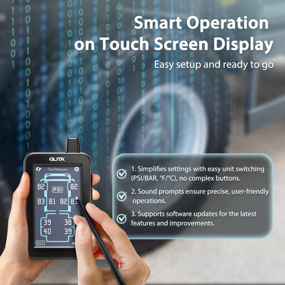 TPMS Tire Pressure Monitoring System with Color Touchscreen Display for Trailer and Vehicle Safety