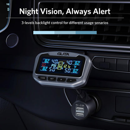 Trailer Tire Pressure Monitoring System GT50 Real-Time Pressure and Temperature Display for RV and Truck Safety