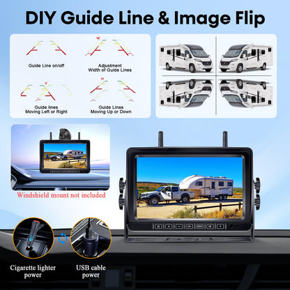 Wireless Backup Camera 7 Inch 1080P Monitor Night Vision Waterproof