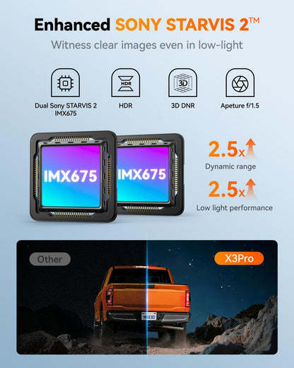 AI Dash Cam Front & Rear with STARVIS 2, ADAS, GPS WiFi Voice Control Touch Screen