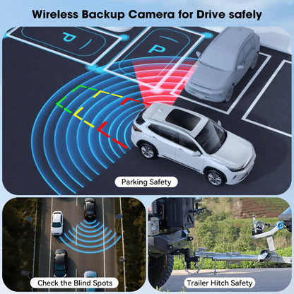 10.1" Magnetic Solar Wireless Backup Camera System for Truck RV No-Drill Installation HD Monitor