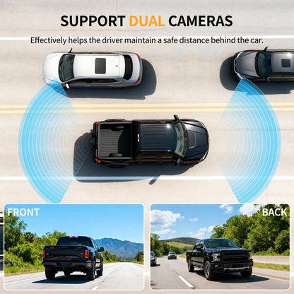 Solar Wireless Backup Camera 5" HD 1080P Monitor 2-Channel Night Vision License Plate System with Battery Easy Install for Truck Pickup