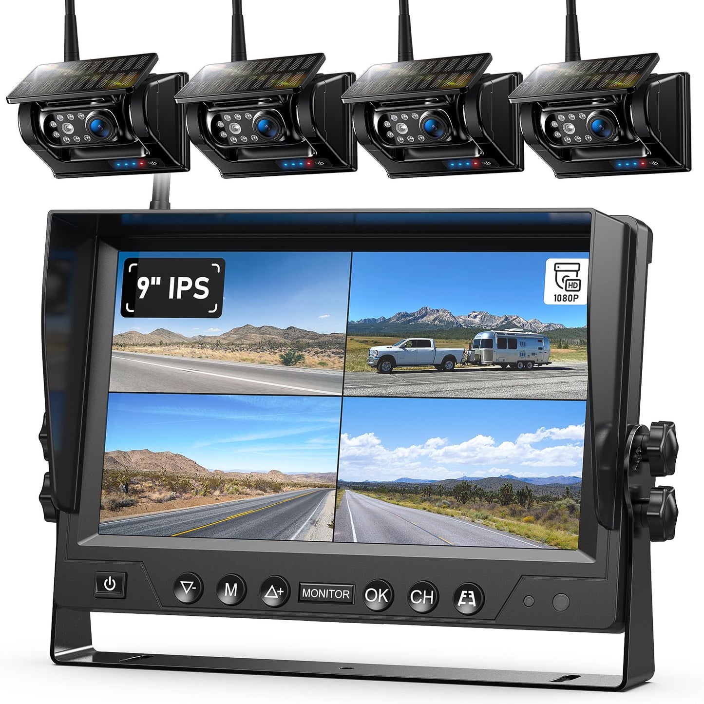 Solar Magnetic Wireless Backup Camera System with HD Display Night Vision Easy Install