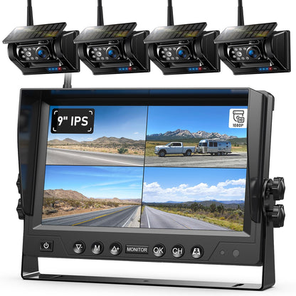 Solar Magnetic Wireless Backup Camera System with HD Display Night Vision Easy Install