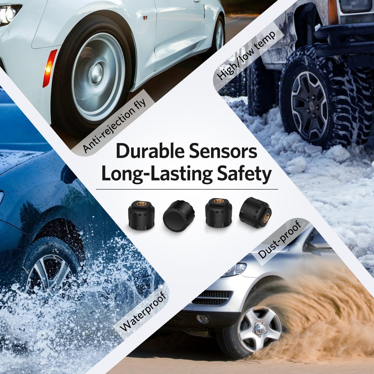 Trailer Tire Pressure Monitoring System GT50 Real-Time Pressure and Temperature Display for RV and Truck Safety