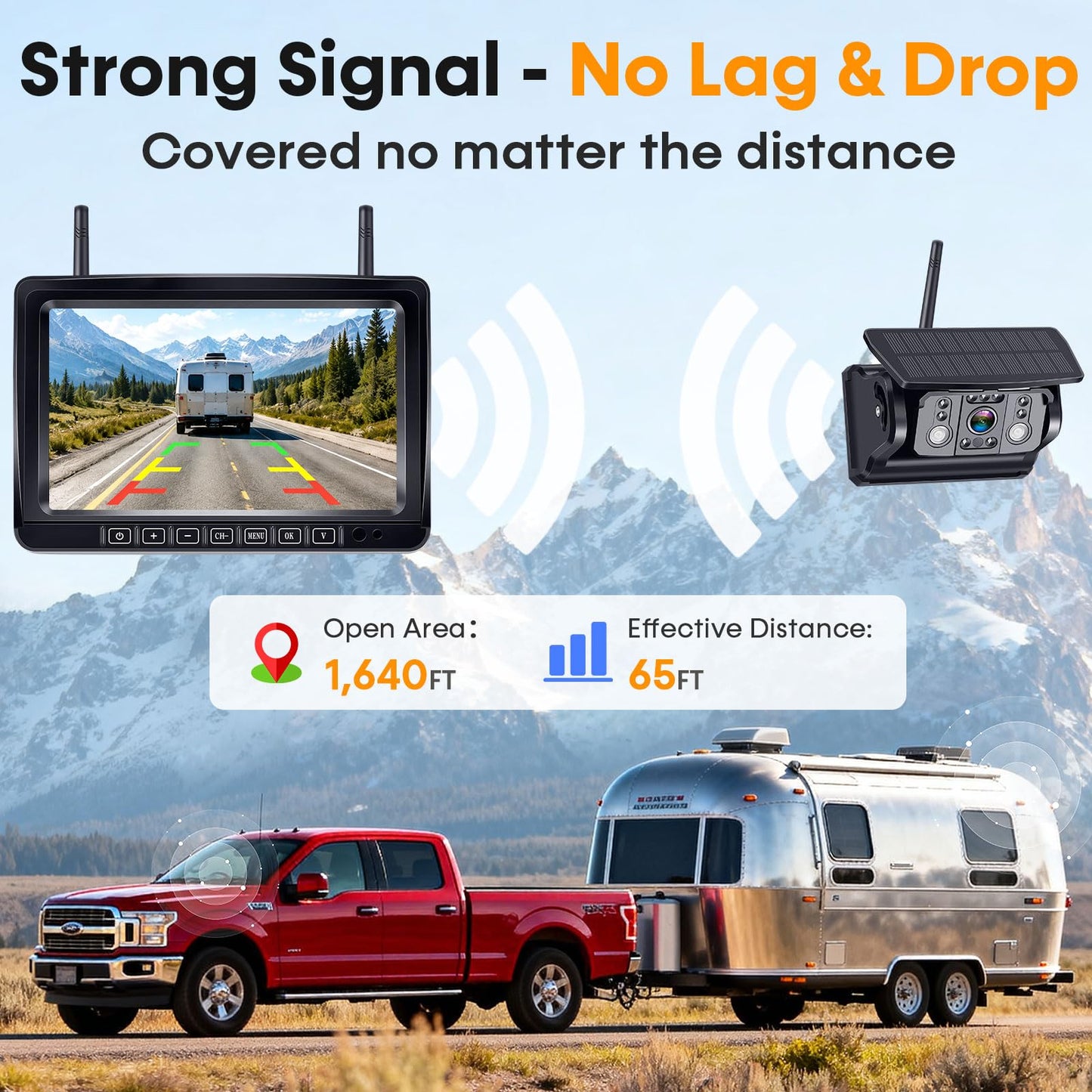Wireless Backup Camera 7 Inch 1080P Monitor Night Vision Waterproof