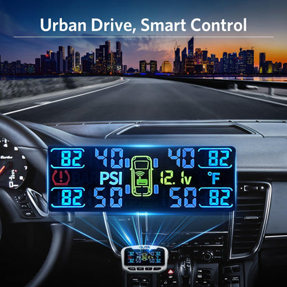Trailer Tire Pressure Monitoring System GT50 Real-Time Pressure and Temperature Display for RV and Truck Safety