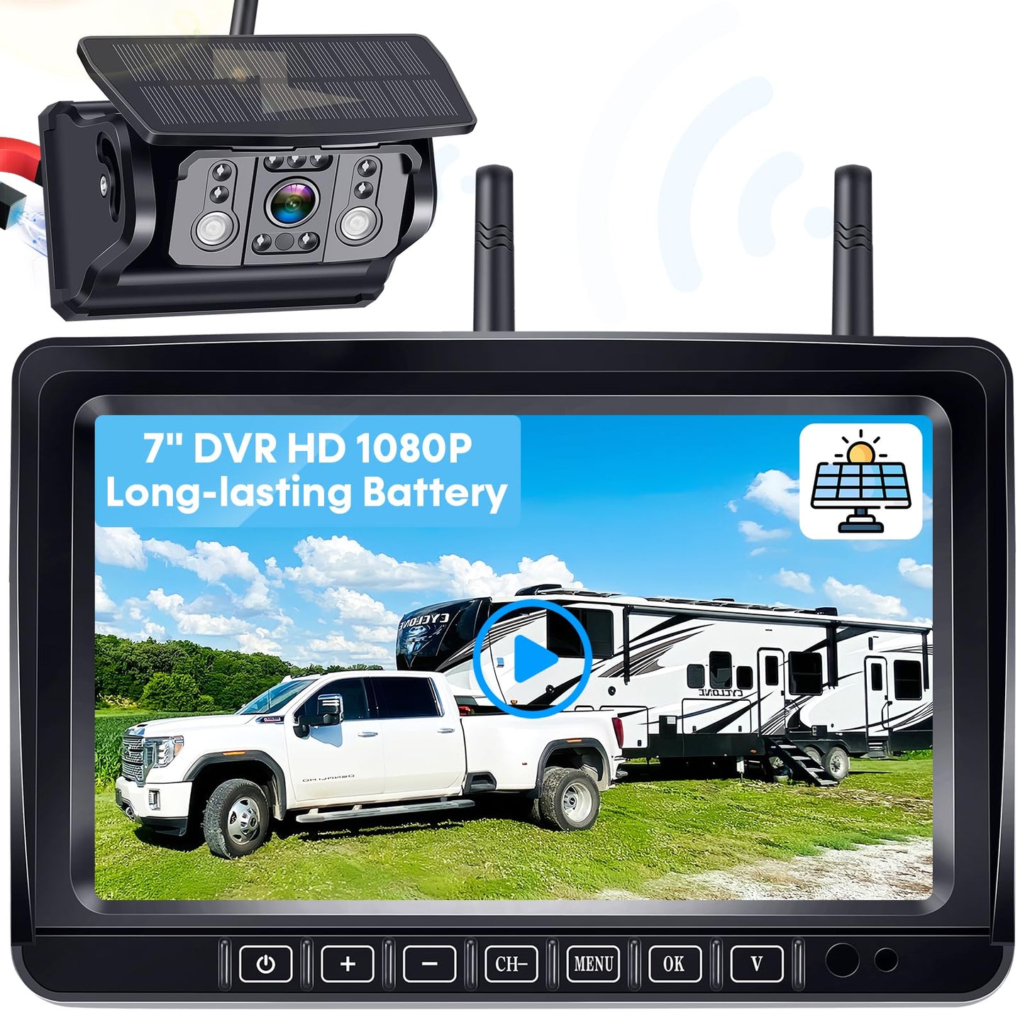 Wireless Backup Camera 7 Inch 1080P Monitor Night Vision Waterproof
