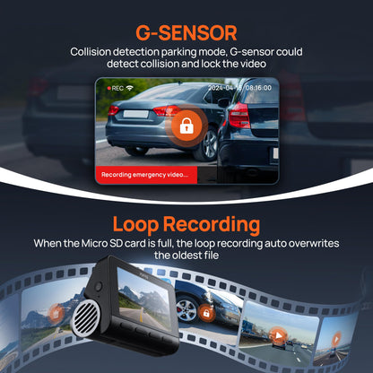 4K AI Dash Cam Front & Rear with Sony Sensor GPS ADAS Night Vision Parking Mode