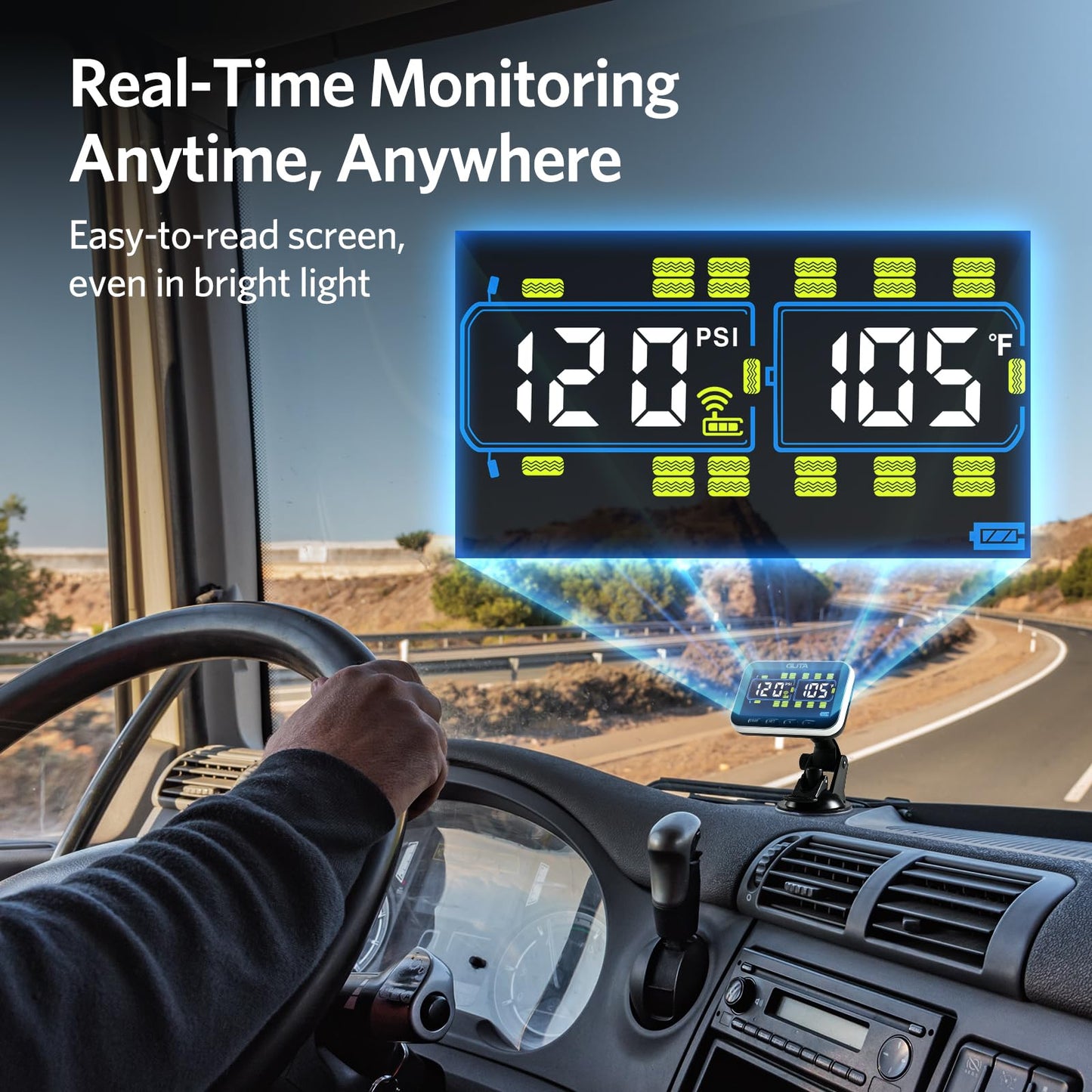 TPMS Tire Pressure Monitoring System Real-Time Pressure and Temperature Display for Vehicle Safety