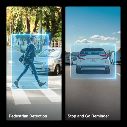 Type S AI Driver Assistance Dash Cam Powered by ADAS, 1440p, Collision Alerts, Lane and Pedestrian Detection, Vehicle Departure Reminders, Front Rear 2 Channel Smart 24/7 Video Surveillance