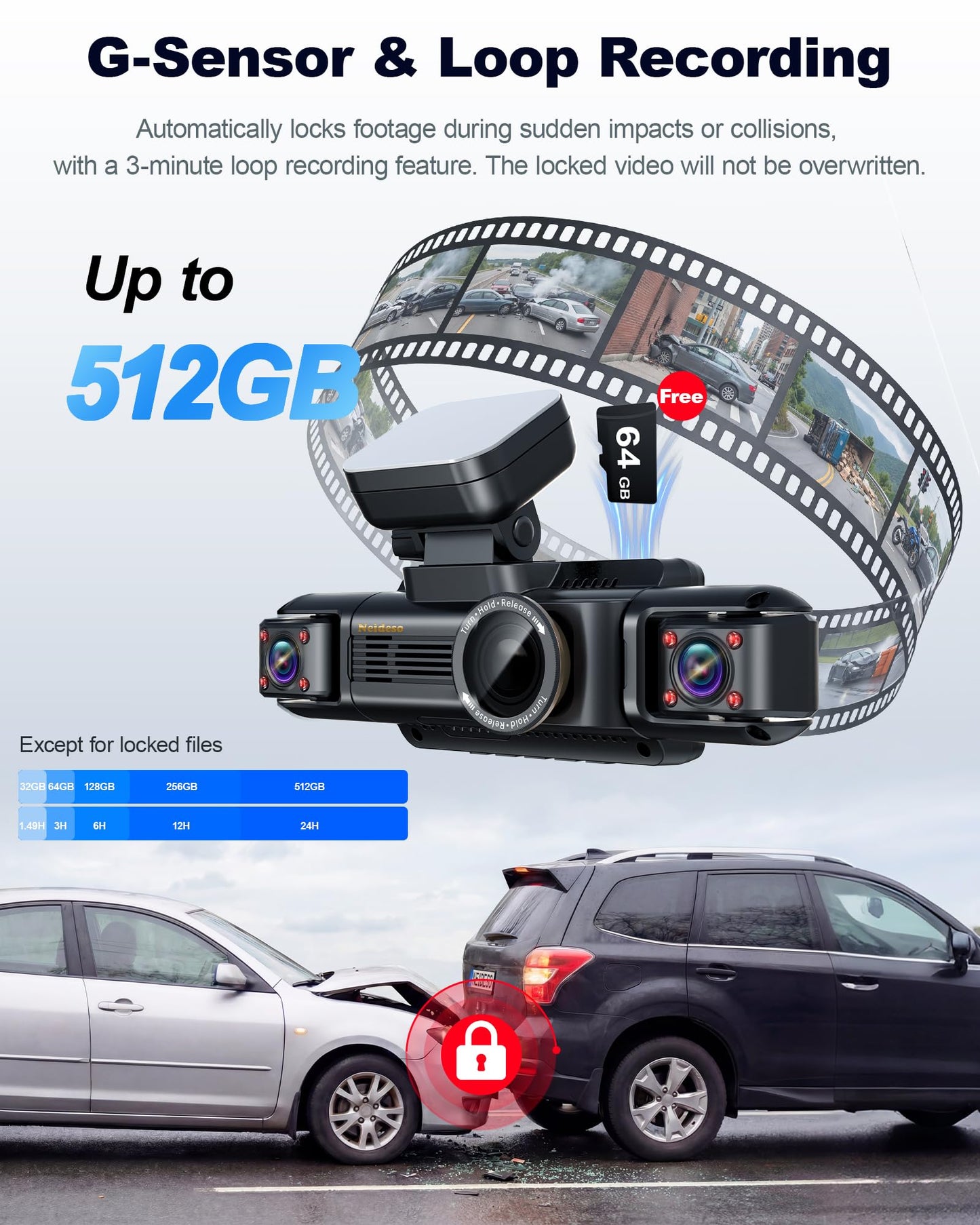 4K STARVIS 2 AI Dash Cam Front & Rear 4-Channel with Driver Monitor GPS WiFi Night Vision Parking Mode Touch Screen