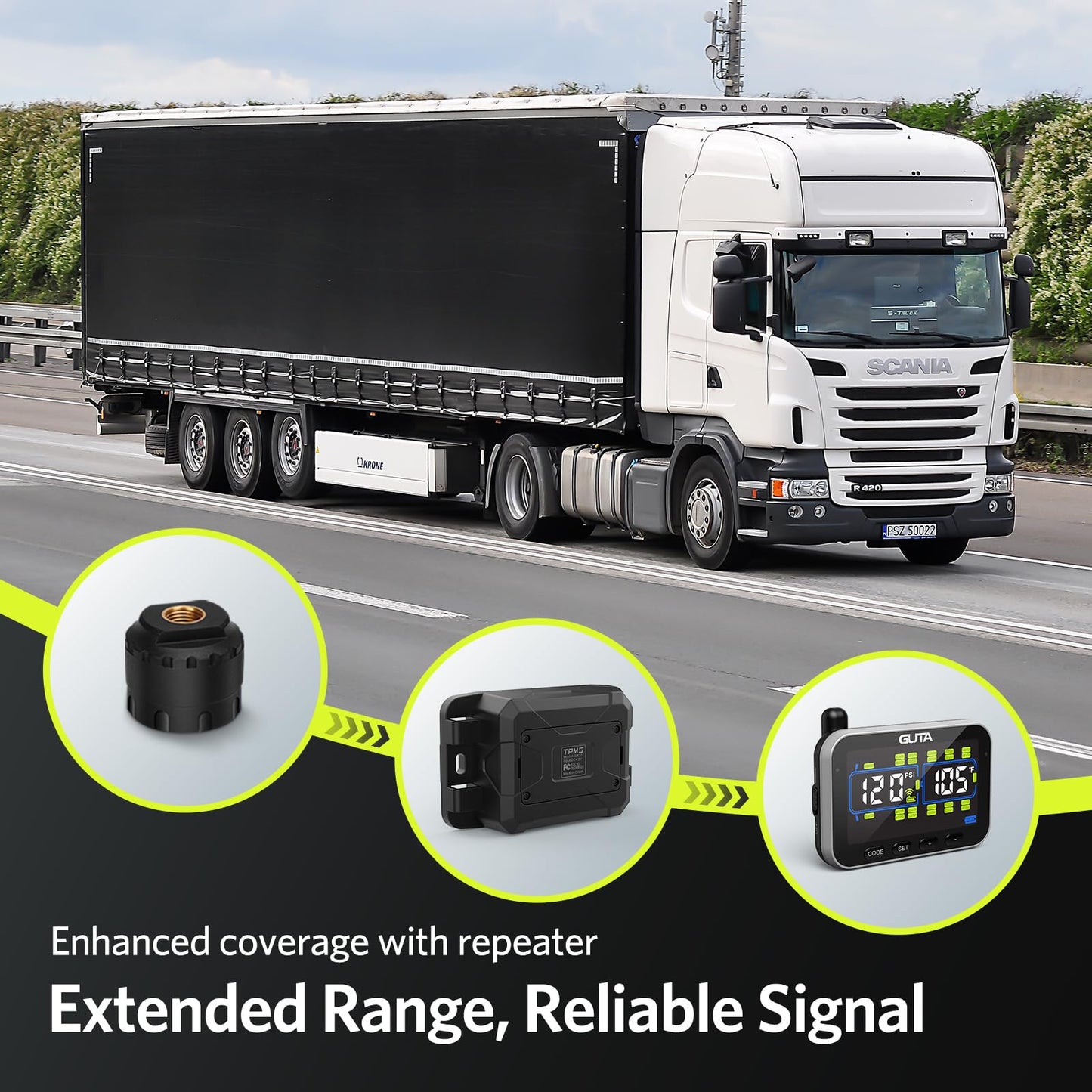TPMS Tire Pressure Monitoring System Real-Time Pressure and Temperature Display for Vehicle Safety