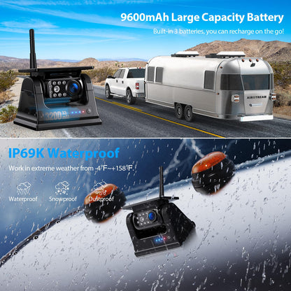 Solar Magnetic Wireless Backup Camera System with HD Display Night Vision Easy Install