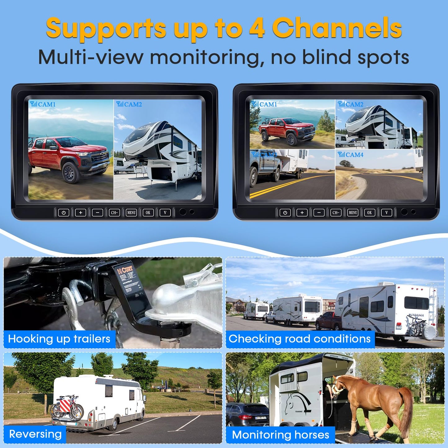 Wireless Backup Camera 7 Inch 1080P Monitor Night Vision Waterproof