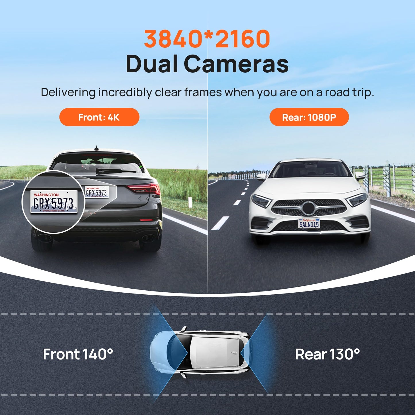 4K AI Dash Cam Front & Rear with Sony Sensor GPS ADAS Night Vision Parking Mode