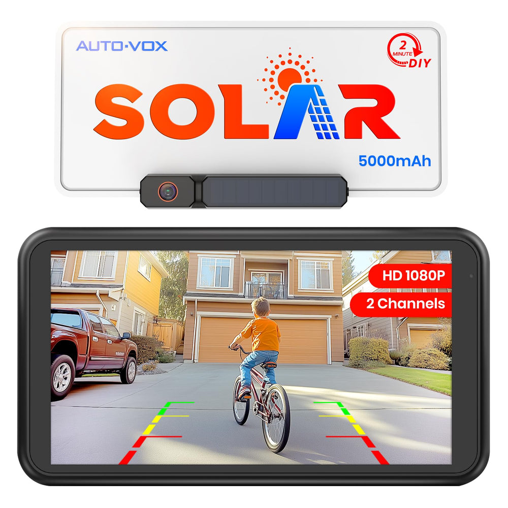 Solar Wireless Backup Camera with 5" 1080P Monitor