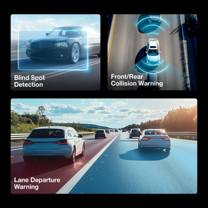 Type S AI Driver Assistance Dash Cam Powered by ADAS, 1440p, Collision Alerts, Lane and Pedestrian Detection, Vehicle Departure Reminders, Front Rear 2 Channel Smart 24/7 Video Surveillance