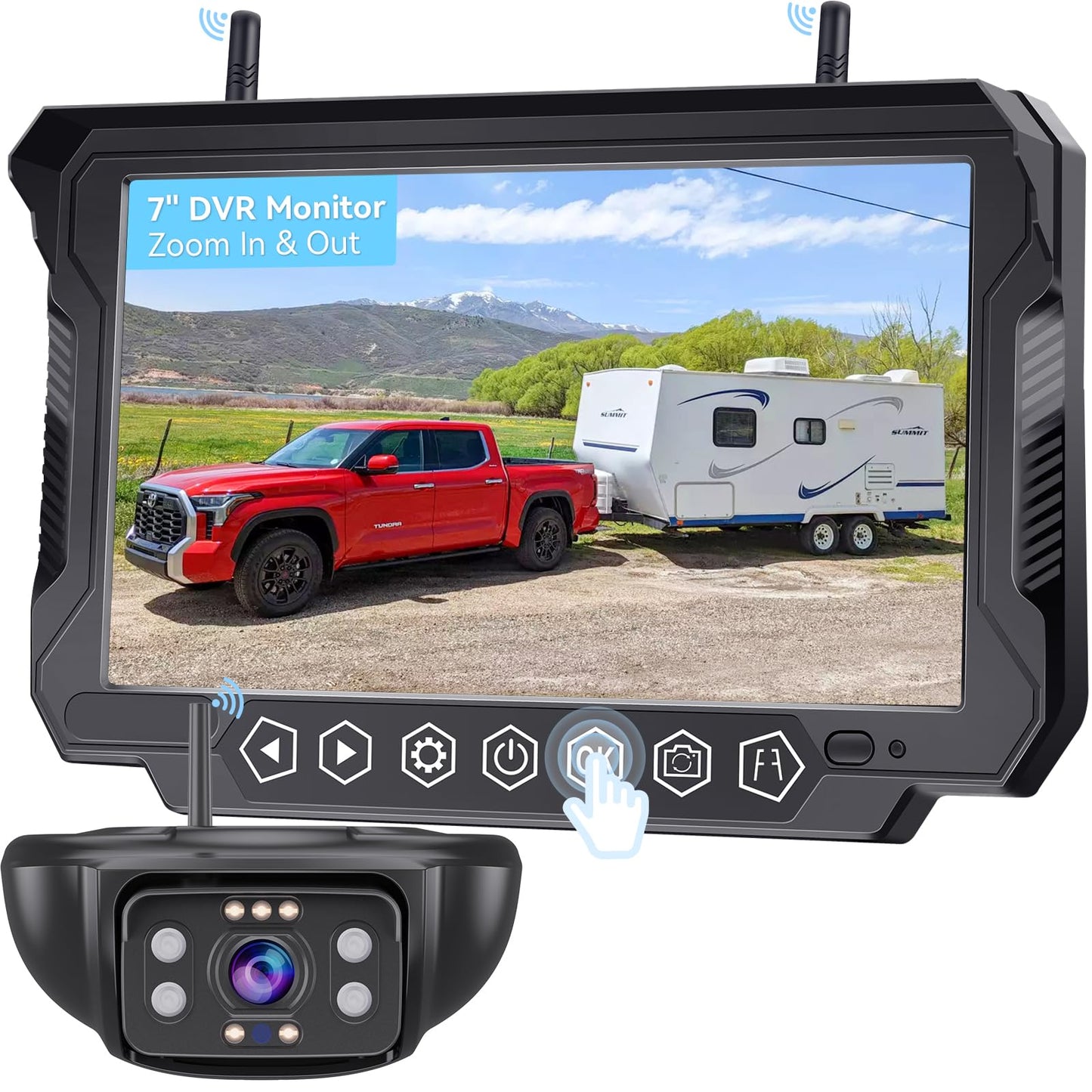 Wireless Backup Camera 7 Inch 1080P Monitor Night Vision Waterproof