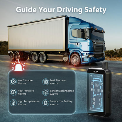 TPMS Tire Pressure Monitoring System with Color Touchscreen Display for Trailer and Vehicle Safety