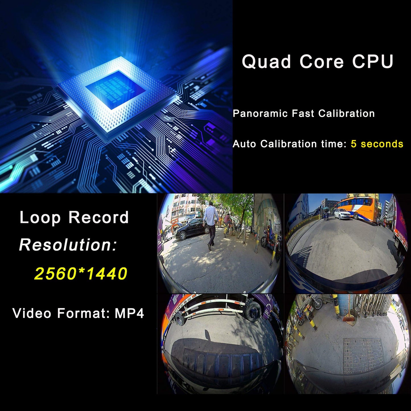 360° Bird View 1080P Car Surround Camera DVR System with Parking Monitor